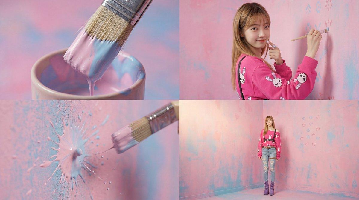Promptforhåndsvisning: Cinematic 4-Cut Video Prompt of Woman Painting