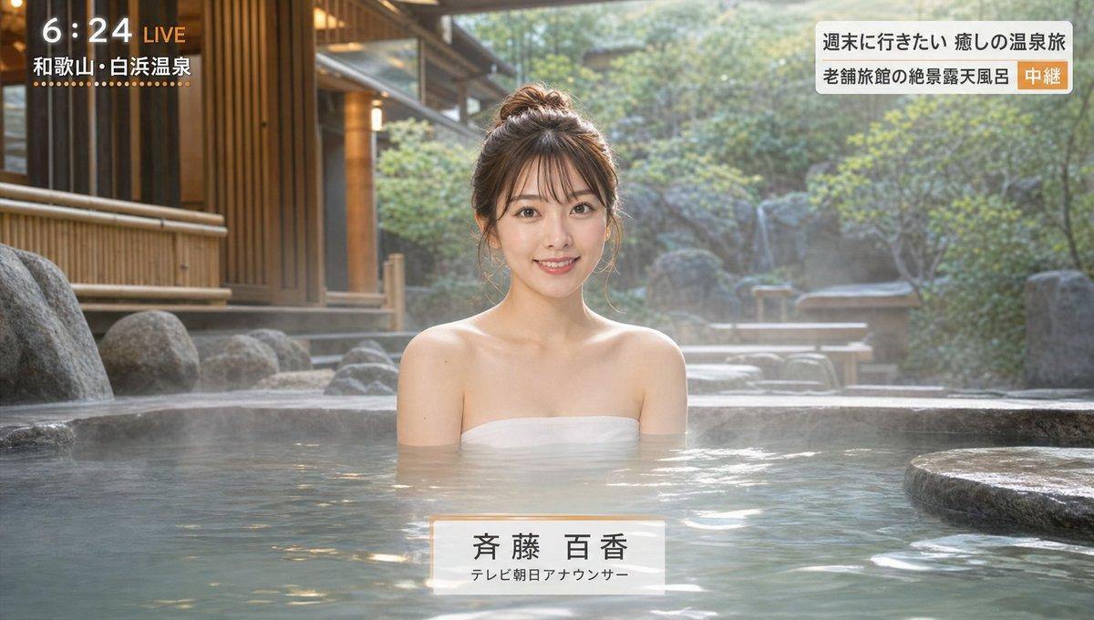 プロンプトのプレビュー: 温泉テレビ中継のシーン