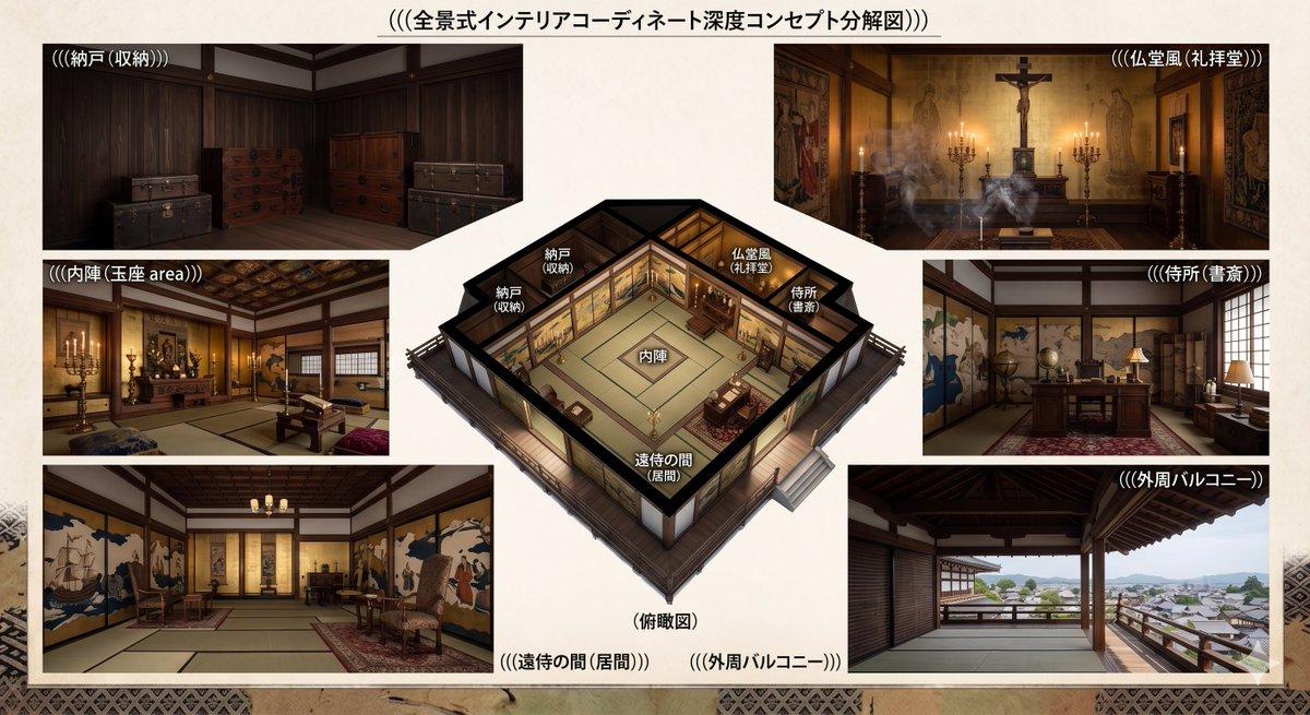 プロンプトのプレビュー: 安土桃山城のフロアプラン