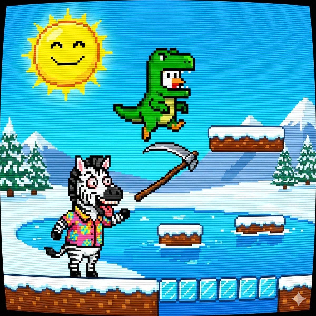 プロンプトのプレビュー: Nano Banana Pro プロンプト: T-Rex の着ぐるみを着た 8-bit チキン