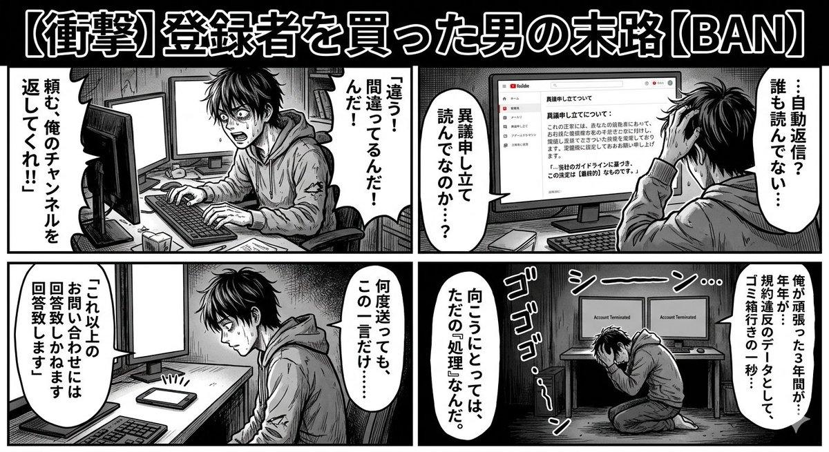 プロンプトのプレビュー: 4コマ漫画:異議申し立ての迷宮