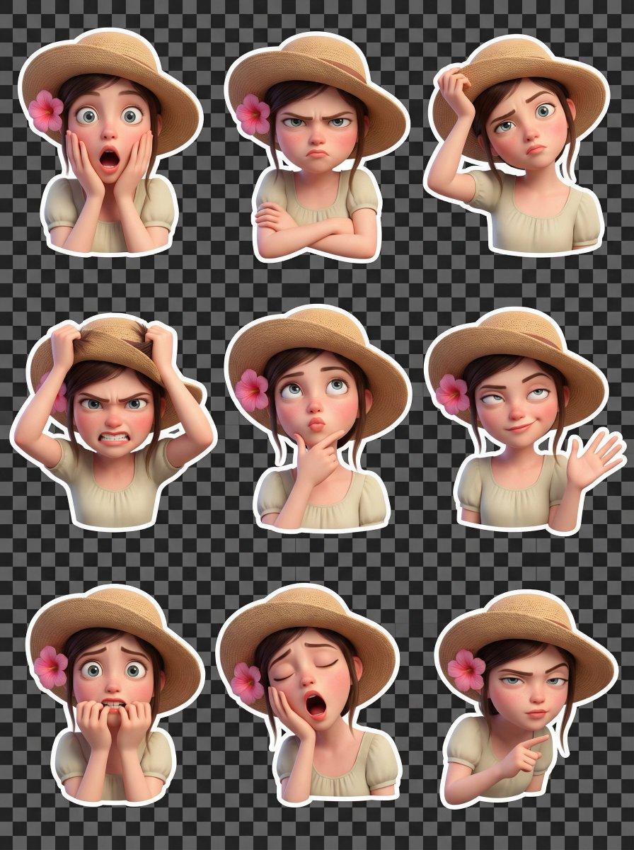 ตัวอย่างพรีวิวพรอมต์: ชุดสติกเกอร์อีโมจิ 3D สไตล์ Pixar