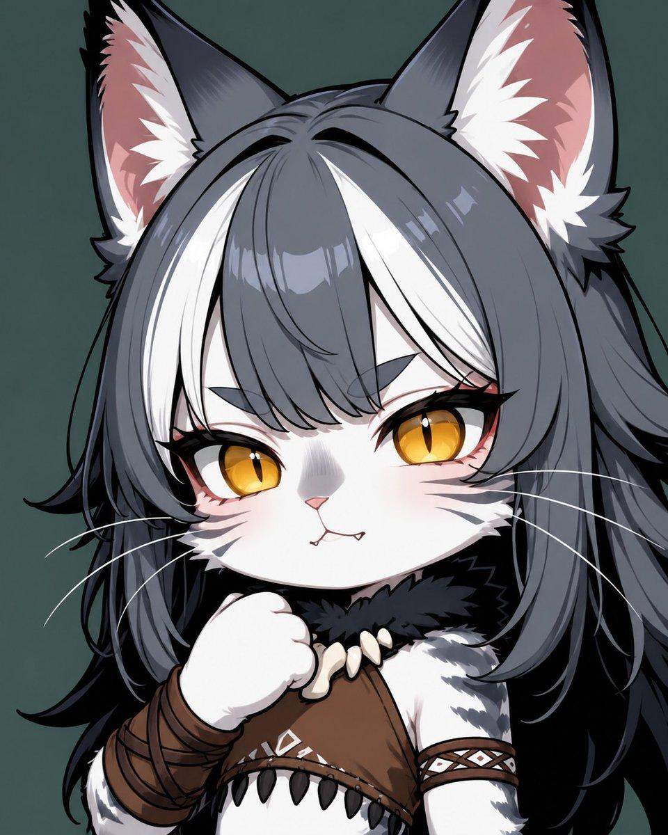プロンプトのプレビュー: ちび猫耳少女のクローズアップ