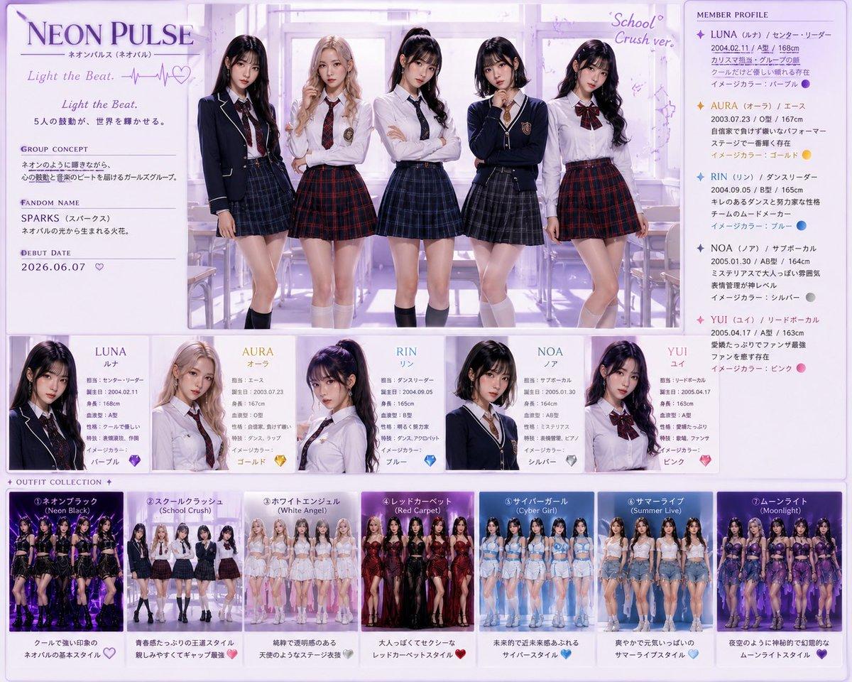 プロンプトのプレビュー: Neon Pulse アイドルプロフィールポスター
