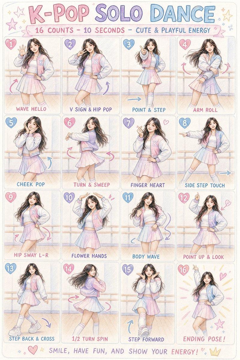 プロンプトのプレビュー: K-pop ダンス振付インフォグラフィック