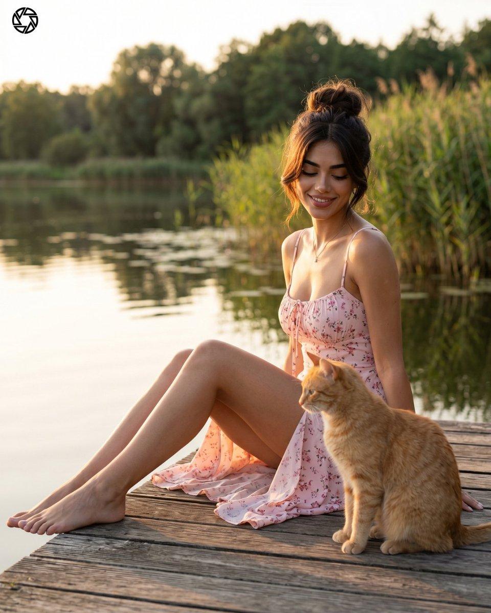 Promptvoorbeeld: Golden Hour Lakeside Portrait