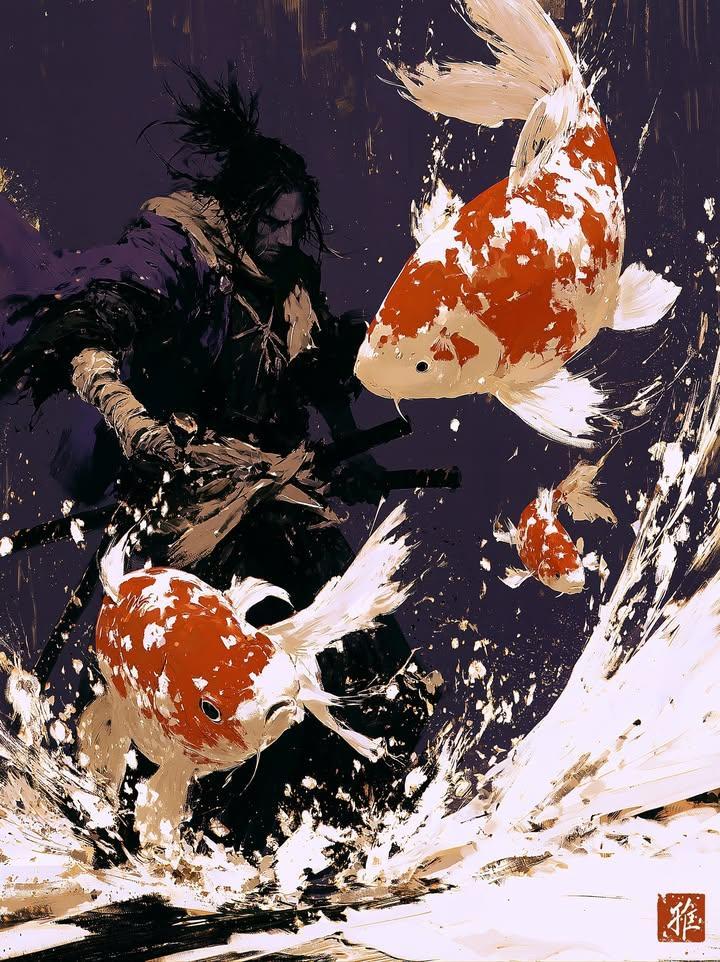 プロンプトのプレビュー: 侍の墨絵