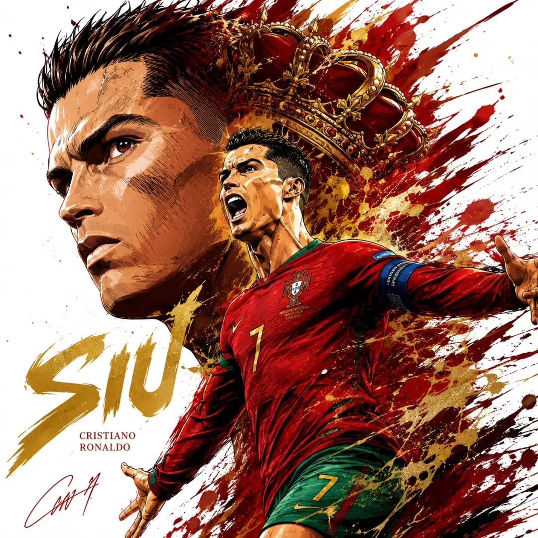 プロンプトのプレビュー: ダイナミックなサッカーのスーパースターのイラスト