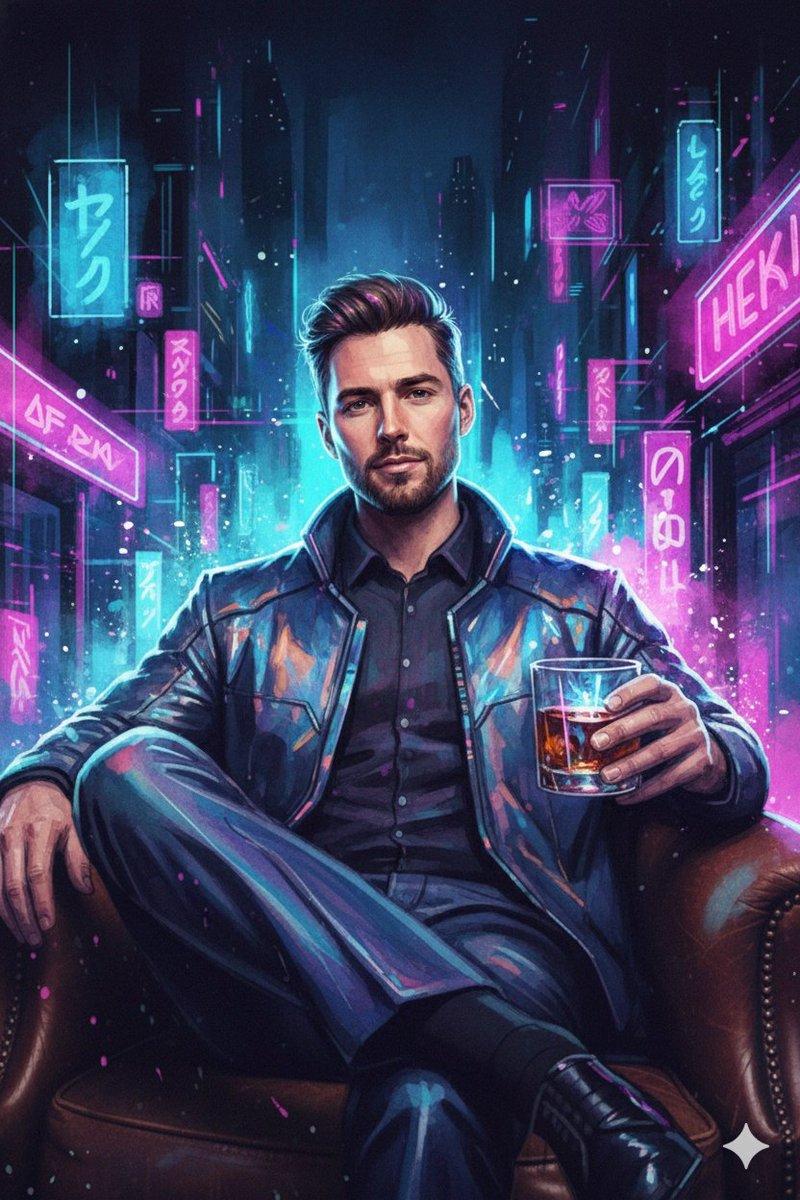 Promptforhåndsvisning: Neon Cyberpunk Watercolor Fusion Illustration Prompt
