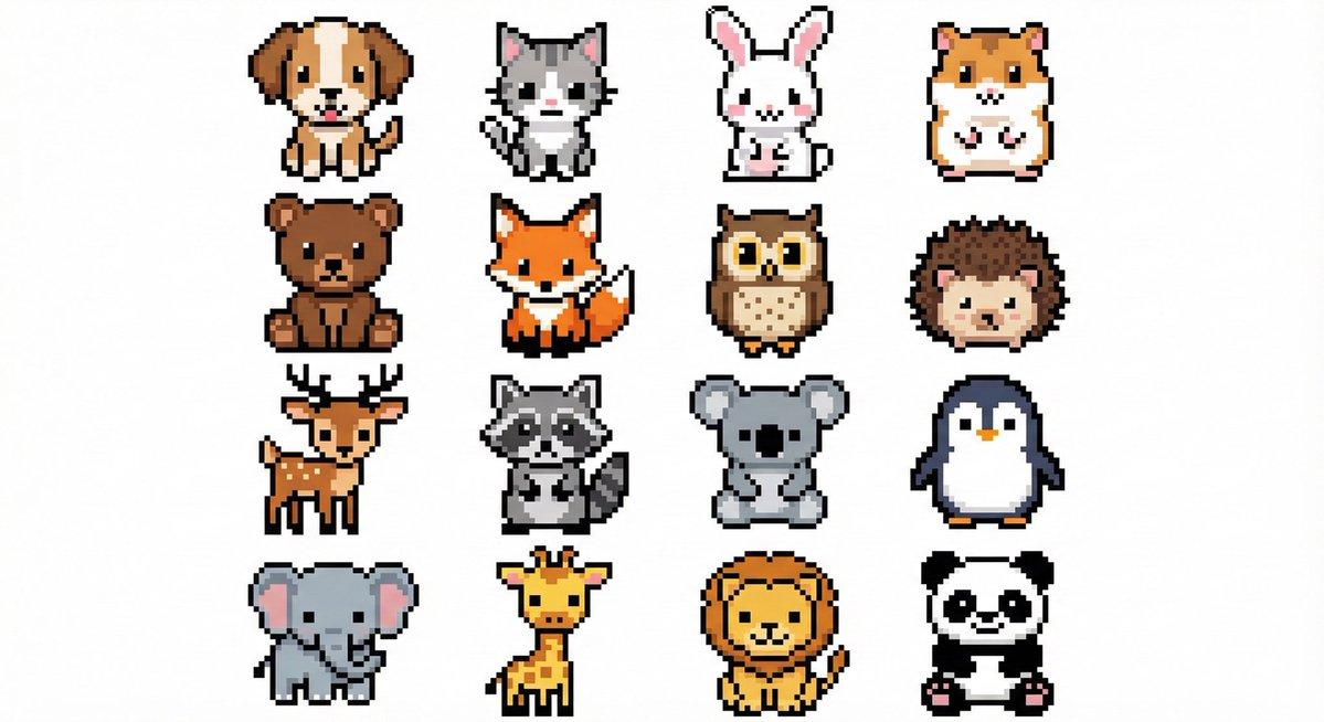 Promptvoorbeeld: Pixel Art Animal Grid for APNG