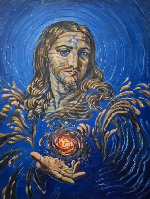 Promptvoorbeeld: Animated 'Quantum Christ' Painting