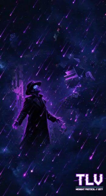Anteprima del prompt: Vuoto digitale sci-fi con pioggia viola