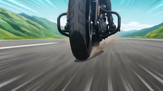 プロンプトのプレビュー: シネマティック・アニメ・モーターサイクル・ツーリング