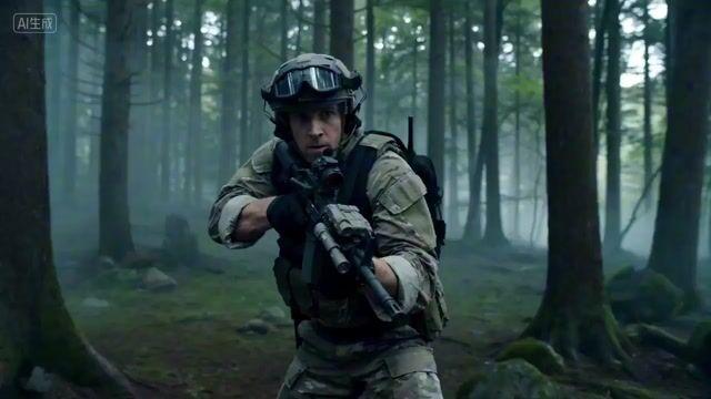 プロンプトのプレビュー: 霧の森の現代兵士 vs. 古代の侍