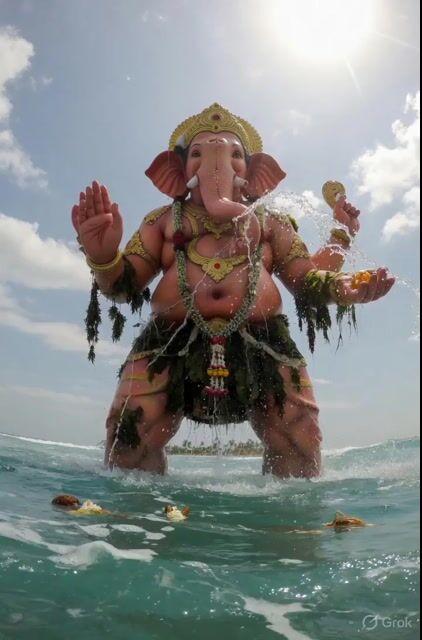 ตัวอย่างพรีวิวพรอมต์: Ganesha Ocean POV Video