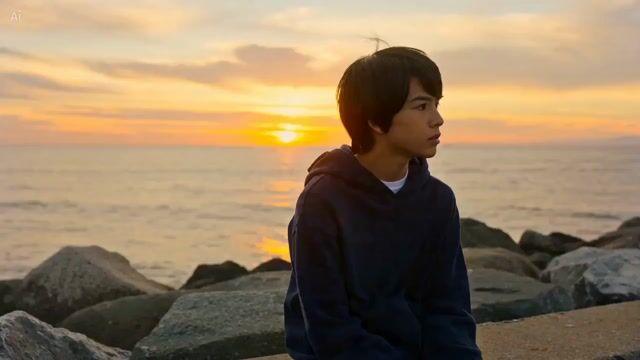 プロンプトのプレビュー: 映画のようなビーチの夕景