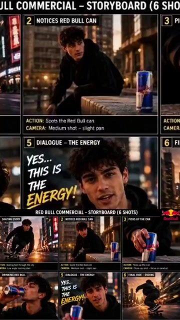 提示詞預覽: Red Bull 滑板選手廣告