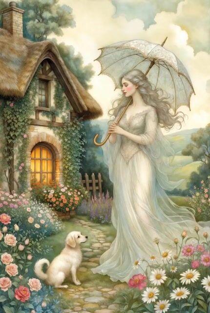 Prompt-Vorschau: Grok Imagine Ethereal Woman and Bear Illustration Video Prompt