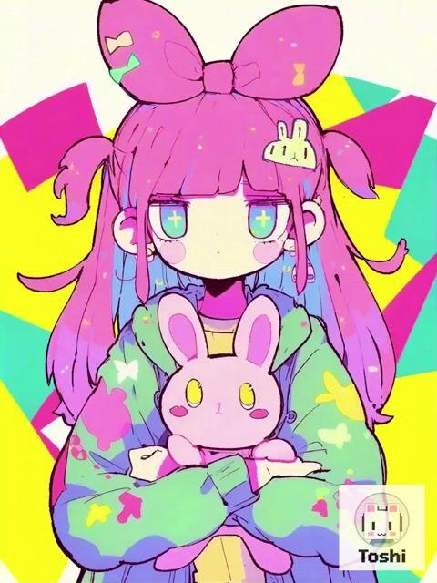 プロンプトのプレビュー: アニメ少女の流星魔法変身