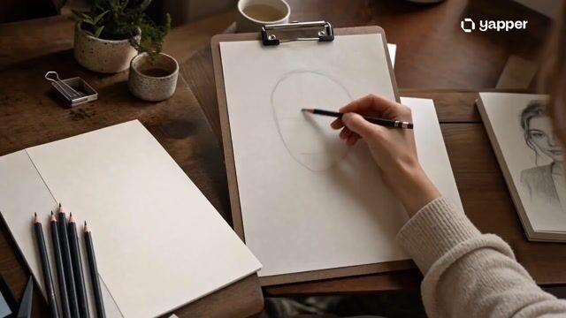 プロンプトのプレビュー: 鉛筆画のポートレート制作タイムラプス