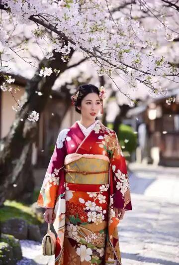 Aperçu du prompt: Belle Japonaise en kimono sous des cerisiers en fleurs