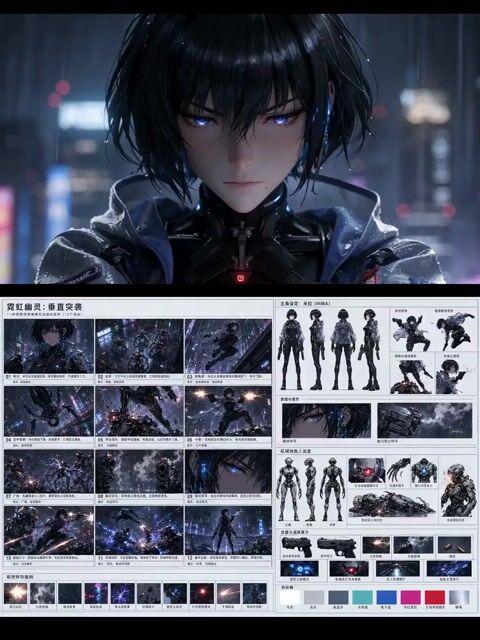 プロンプトのプレビュー: サイバーパンク・ストーリーボード・アニメーション・リファレンス