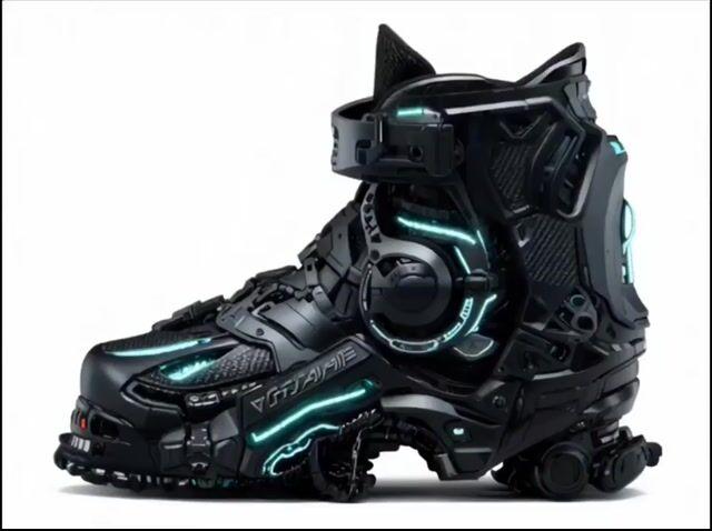Vista previa del prompt: Video de transformación de botas futuristas estilo cyberpunk