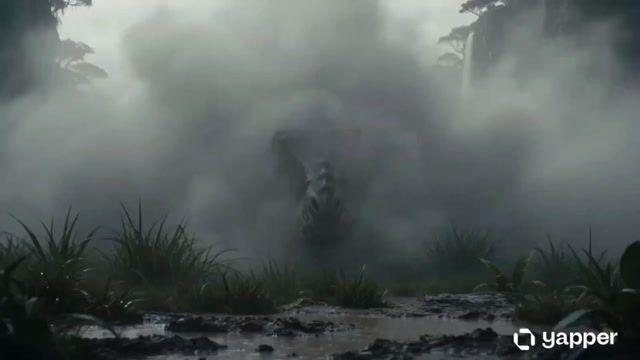 プロンプトのプレビュー: 先史時代の巨大恐竜バトル