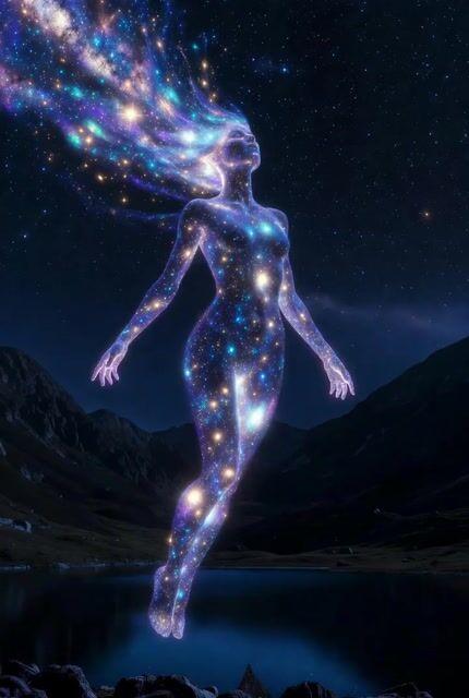 Anteprima del prompt: Dea cosmica sopra le acque