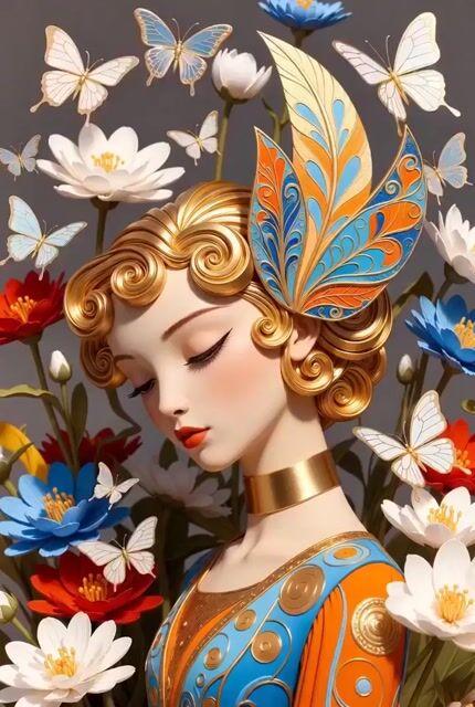 Vista previa del prompt: Animación de la Musa de Alas Doradas