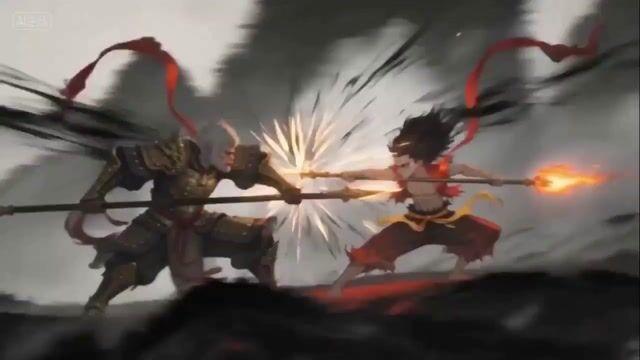 プロンプトのプレビュー: 武侠国漫風動画生成:哪吒 vs. 孫悟空