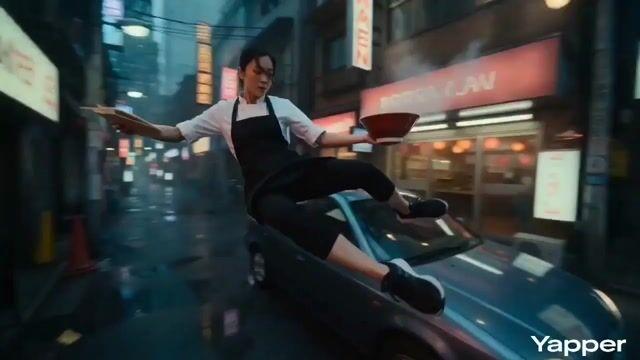 プロンプトのプレビュー: 超集中 ラーメン職人 疾走 シネマティック