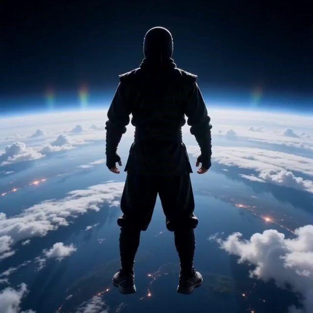 プロンプトのプレビュー: 地球上空を飛行する映画のようなスーパーヒーロー