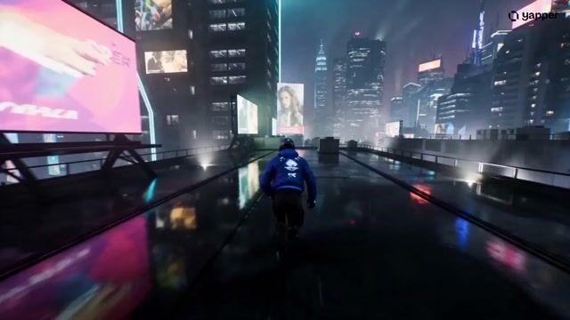 プロンプトのプレビュー: サイバーパンクな屋上の追跡劇:シネマティックプロンプト