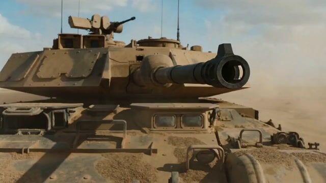 プロンプトのプレビュー: バレットタイムで戦車砲弾が発射される、映画的な VFX 戦闘シーン