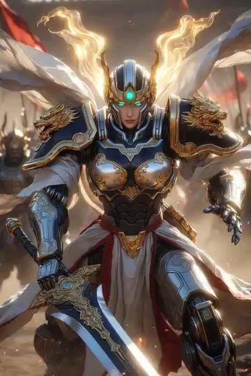 Anteprima del prompt: Guerriera Mecha Drago Imperiale