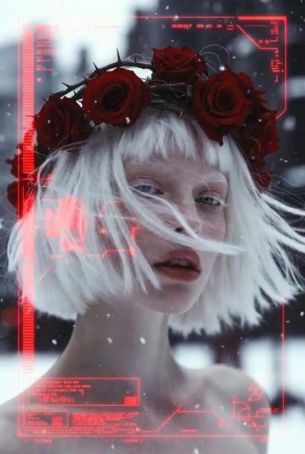 İstem önizlemesi: Kış Fırtınasında Albino Kadın Yakın Çekim
