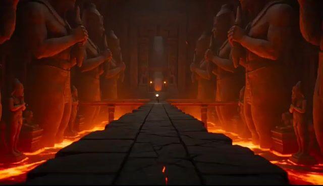 プロンプトのプレビュー: 火山神殿からの脱出アクション