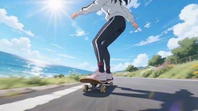 プロンプトのプレビュー: 四季折々のスケート/スノーボードの旅をシームレスに描く動画プロンプト