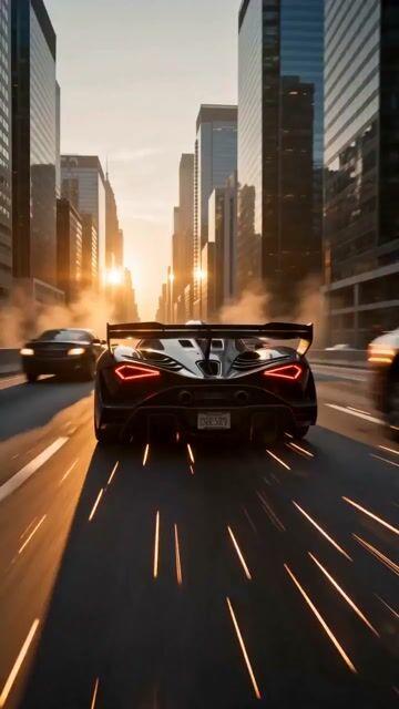 プロンプトのプレビュー: 超大作スーパーカー・チェイスシーン