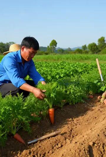 Pré-visualização do prompt: Colheita de vegetais no campo