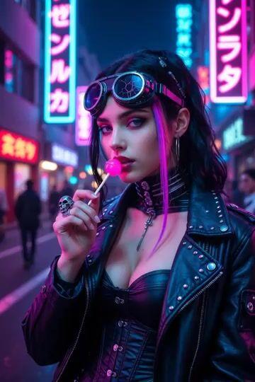 Anteprima del prompt: Cyberpunk Simulation Senses and Lollipop