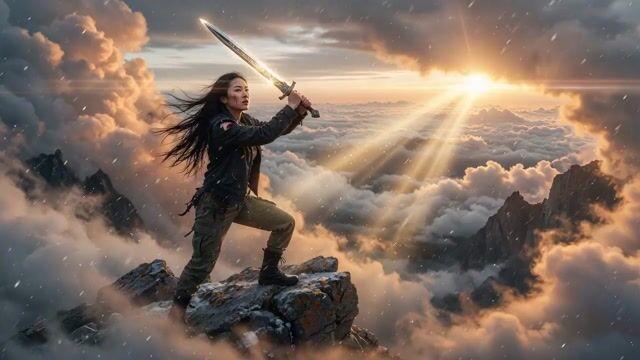 ตัวอย่างพรีวิวพรอมต์: วิดีโอภาพยนตร์ฉากพระอาทิตย์ขึ้นบนสันเขา