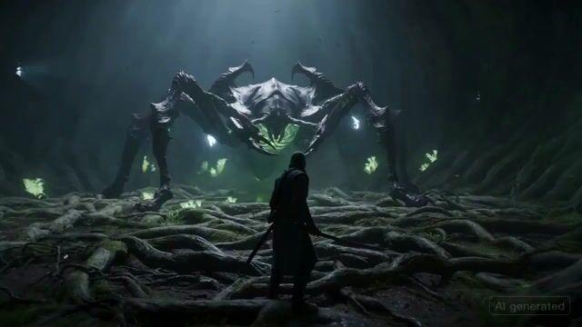 プロンプトのプレビュー: シュールな戦場を舞台にした浪人アクションシーン