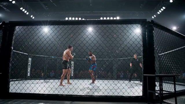 Prévia do prompt: Sequência de luta de MMA no cage