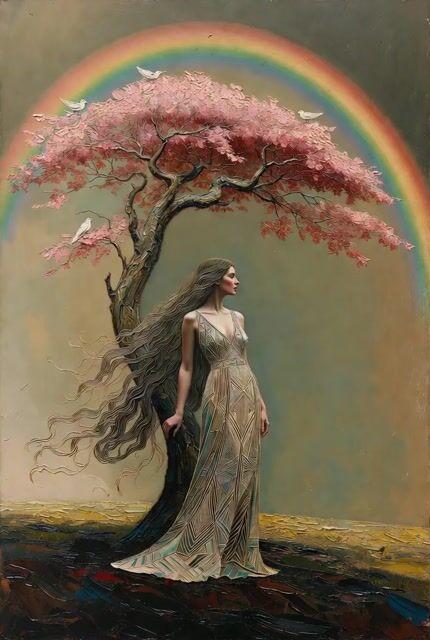 Prompt preview: Ultra cinematic oil painting of woman and tree
