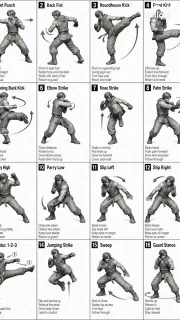 プロンプトのプレビュー: 格闘技動画のための動作シーケンス指示