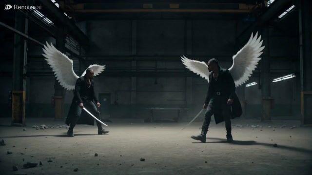 プロンプトのプレビュー: 映画のような刀のバトルシーン