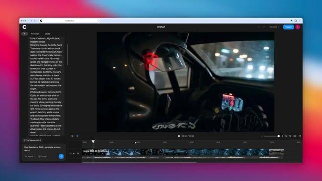 プロンプトのプレビュー: ハイオクタン価のカーチェイスシーン