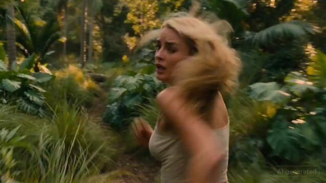 プロンプトのプレビュー: ライオンに追いかけられる女性